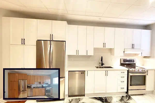 Etobicoke white oak kitchen painted Cloud White