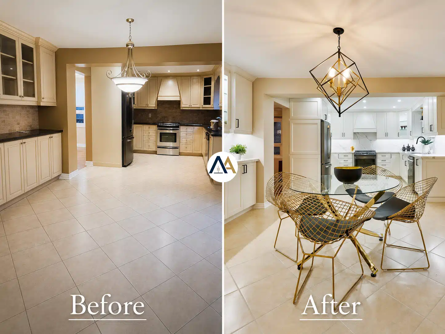 Full Cabinet Refinishing Installing Shakers Style Trims Painting Countertop Backsplash in North York