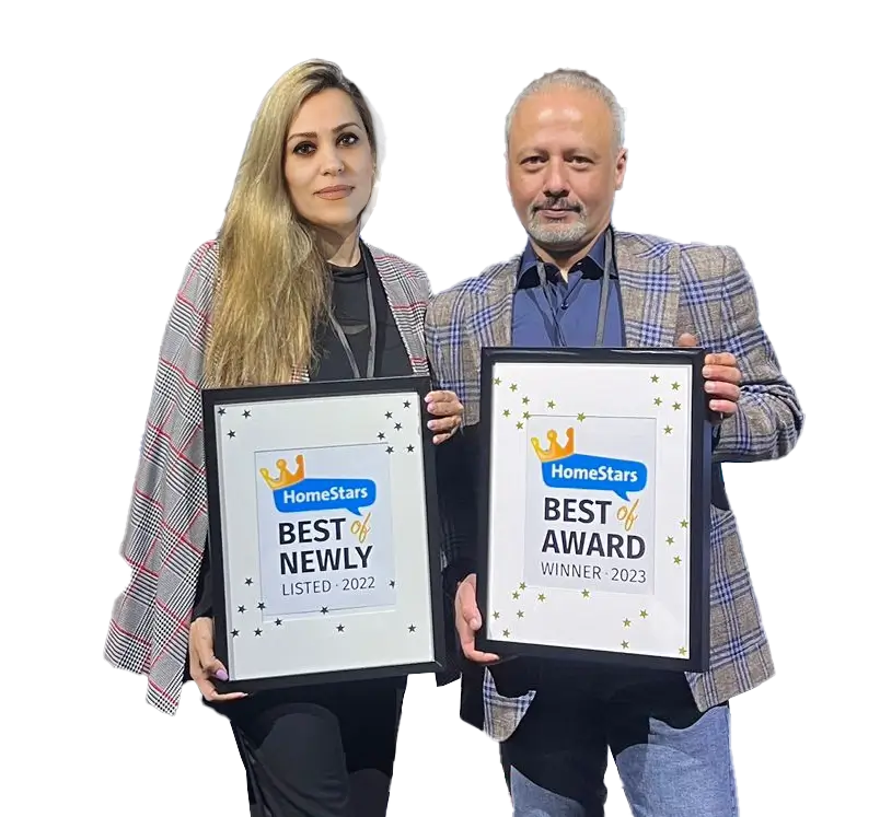 Sara and Mike, owners of Arsh Art Cabinet Refinishing in Toronto