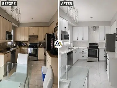 The Beaches - Cabinet Painting Simply White Benjamin Moore - Quartz Countertop Backsplash Replaced