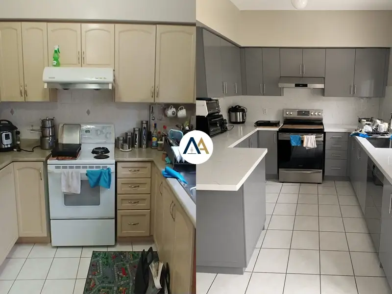 Kitchen cabinet refacing in Scarborough - High Gloss - Cost $4800